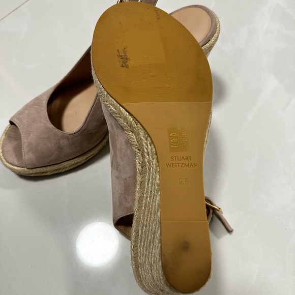 Stuart Weitzman Jean Espadrile Suede Platform Wedge Sandal in Beige - Picture 9 of 9